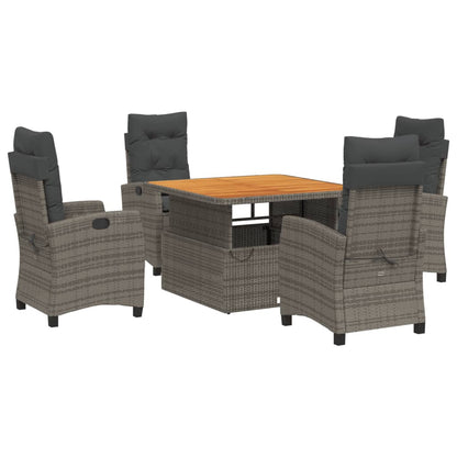 Set da Pranzo da Giardino 5 pz con Cuscini in Polyrattan Grigio | homemem39