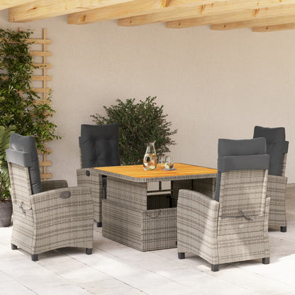 Set da Pranzo da Giardino 5 pz con Cuscini in Polyrattan Grigio - homemem39