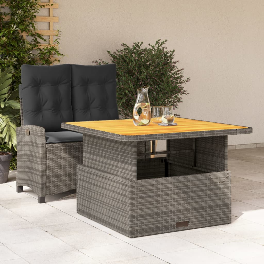 Set da Pranzo da Giardino 2 pz con Cuscini in Polyrattan Grigio - homemem39