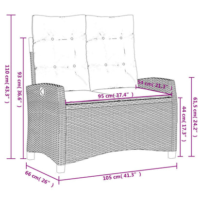 Set da Pranzo da Giardino 2 pz con Cuscini in Polyrattan Grigio | homemem39