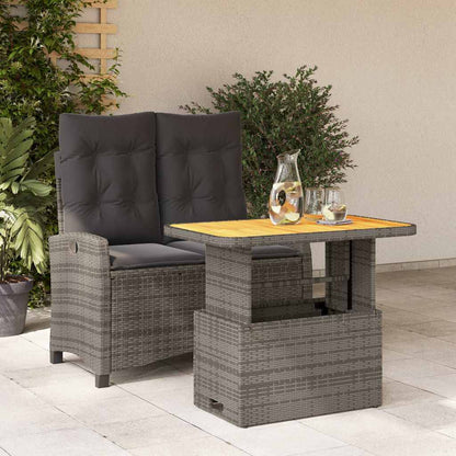 Set da Pranzo da Giardino 2 pz con Cuscini in Polyrattan Grigio | homemem39