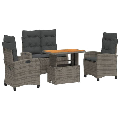 Set da Pranzo da Giardino 4 pz con Cuscini in Polyrattan Grigio | homemem39