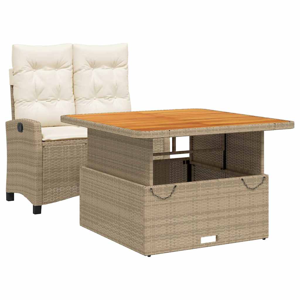 Set da Pranzo da Giardino 2 pz con Cuscini Beige in Polyrattan | homemem39
