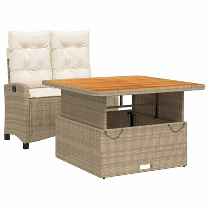 Set da Pranzo da Giardino 2 pz con Cuscini Beige in Polyrattan | homemem39