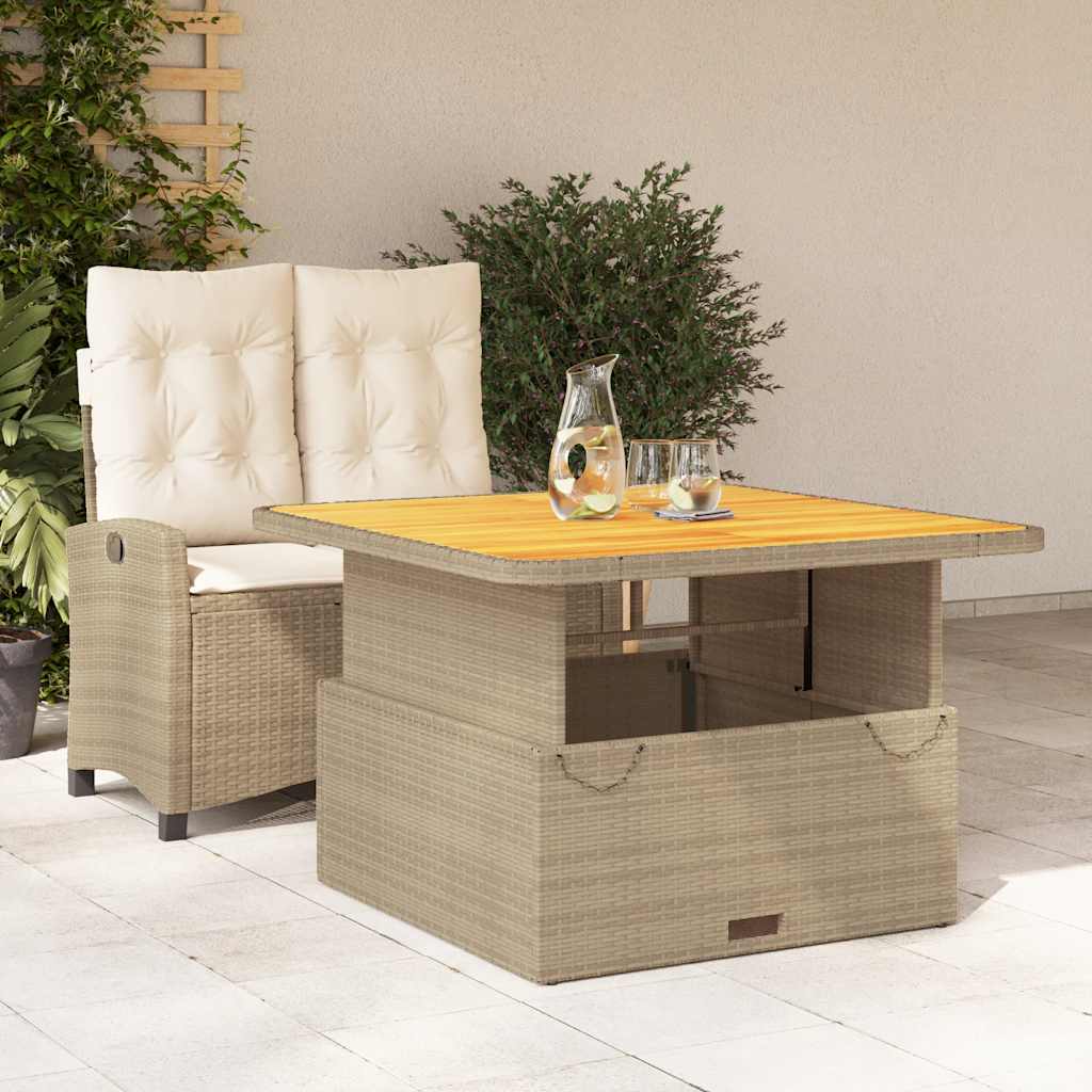 Set da Pranzo da Giardino 2 pz con Cuscini Beige in Polyrattan | homemem39