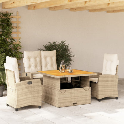 Set da Pranzo da Giardino 4 pz con Cuscini Beige in Polyrattan - homemem39