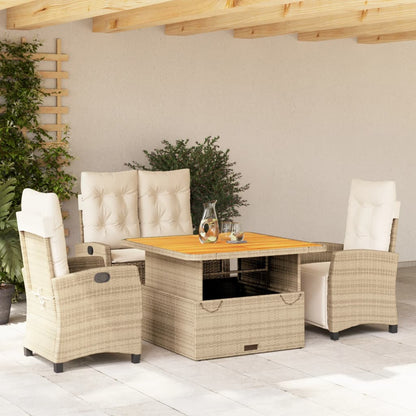 Set da Pranzo da Giardino 4 pz con Cuscini Beige in Polyrattan - homemem39
