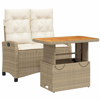 Set da Pranzo da Giardino 2 pz con Cuscini Beige in Polyrattan | homemem39