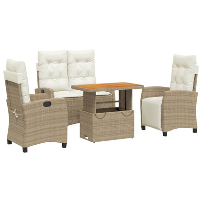 Set da Pranzo da Giardino 4 pz con Cuscini Beige in Polyrattan - homemem39