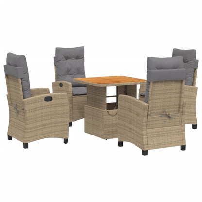 Set da Pranzo da Giardino 5 pz con Cuscini Beige in Polyrattan | homemem39