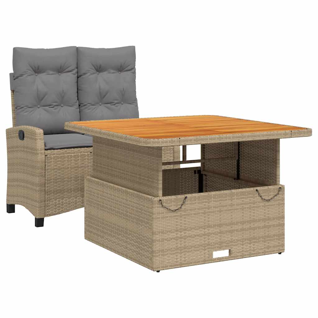 Set da Pranzo da Giardino 2 pz con Cuscini Beige in Polyrattan | homemem39