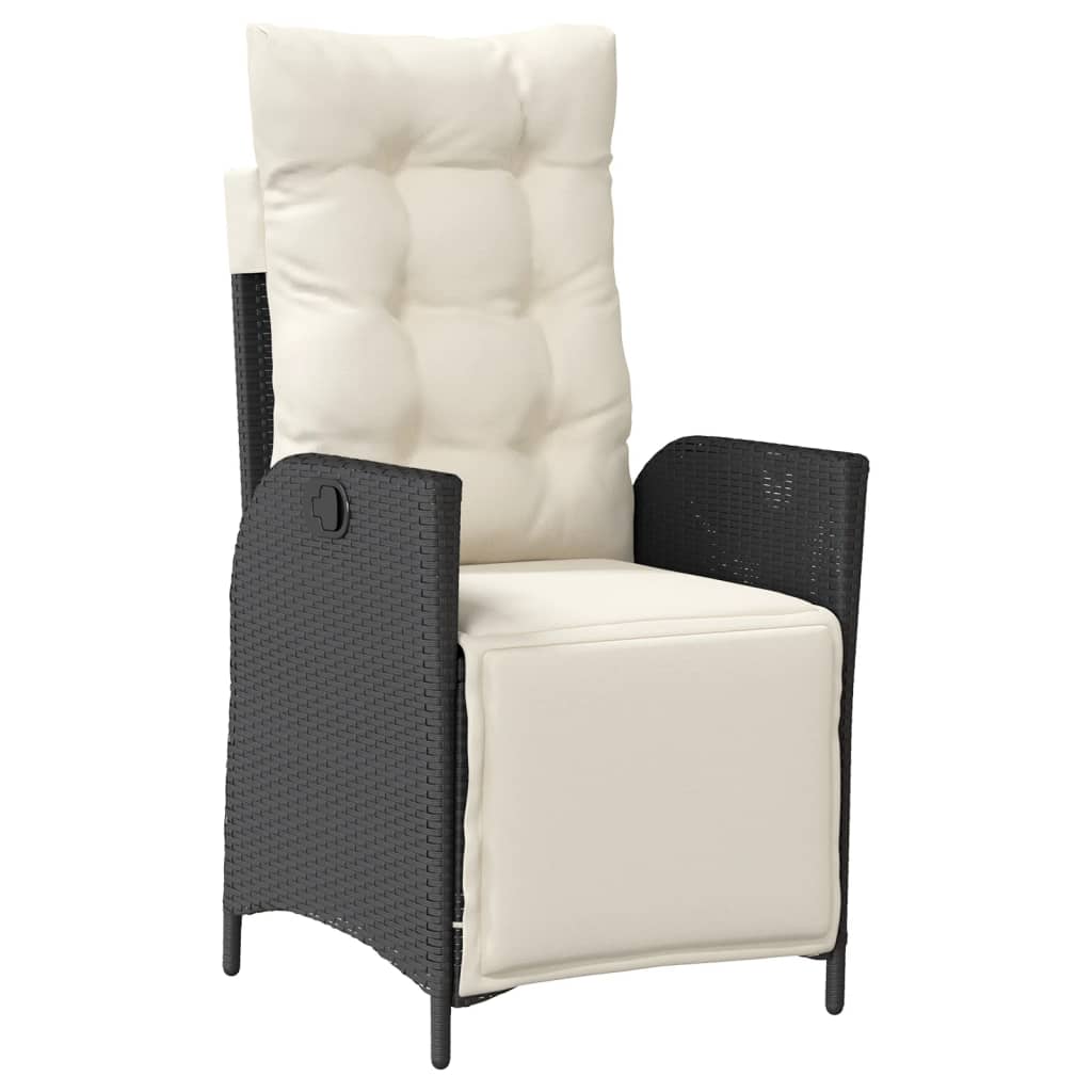 Set da Pranzo da Giardino 3 pz con Cuscini Nero in Polyrattan | homemem39