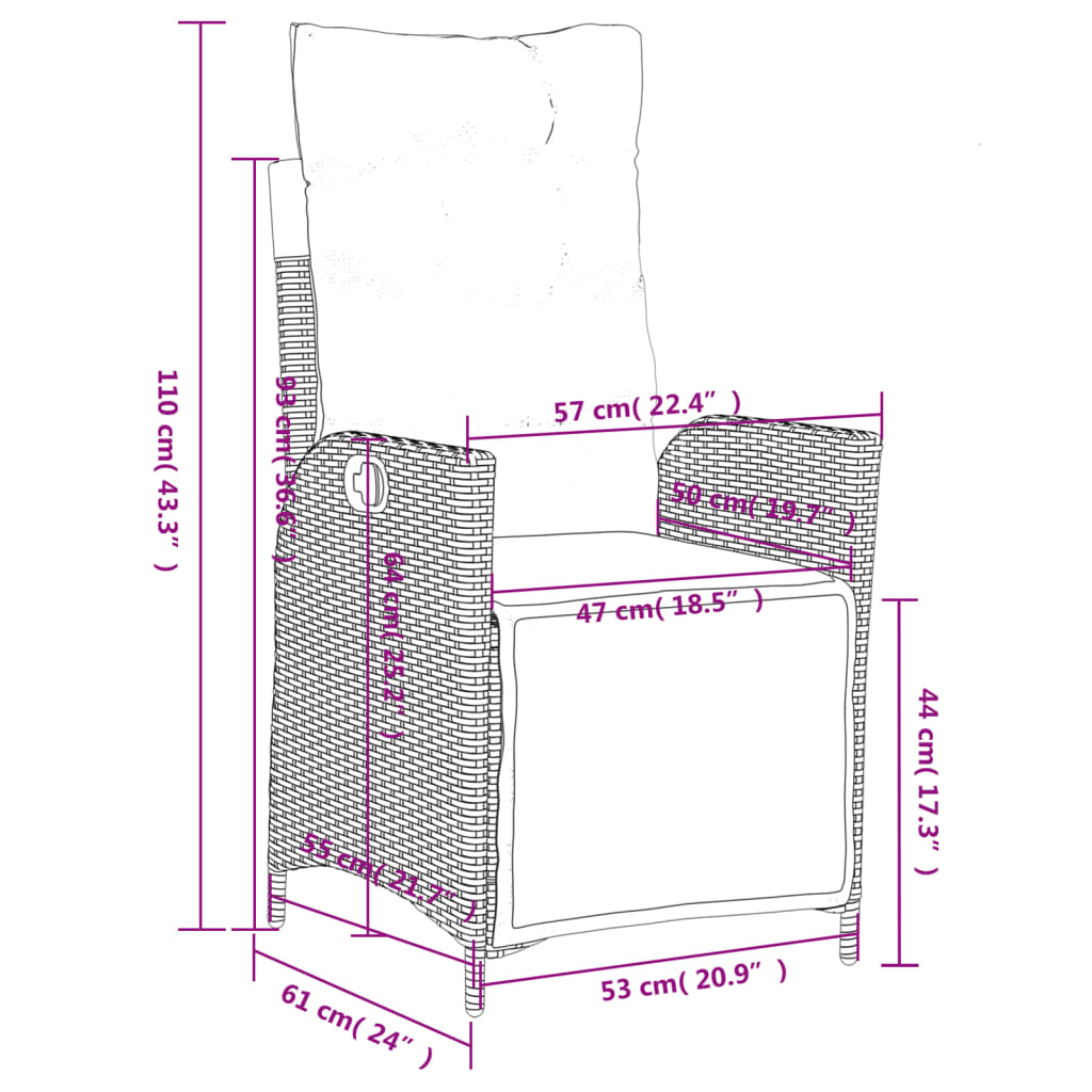 Set da Pranzo da Giardino 5 pz Nero con Cuscini in Polyrattan | homemem39