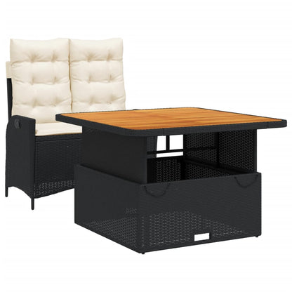 Set da Pranzo da Giardino 2 pz con Cuscini Nero in Polyrattan | homemem39
