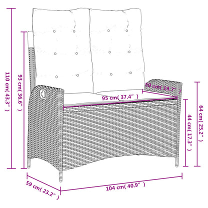 Set da Pranzo da Giardino 2 pz con Cuscini Nero in Polyrattan | homemem39