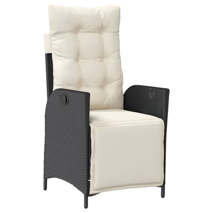 Set da Pranzo da Giardino 4 pz con Cuscini Nero in Polyrattan | homemem39