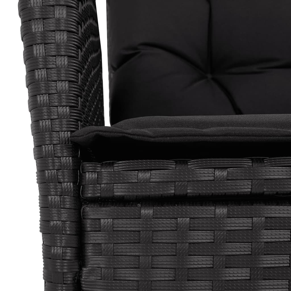 Set da Pranzo da Giardino 5 pz Nero con Cuscini in Polyrattan - homemem39