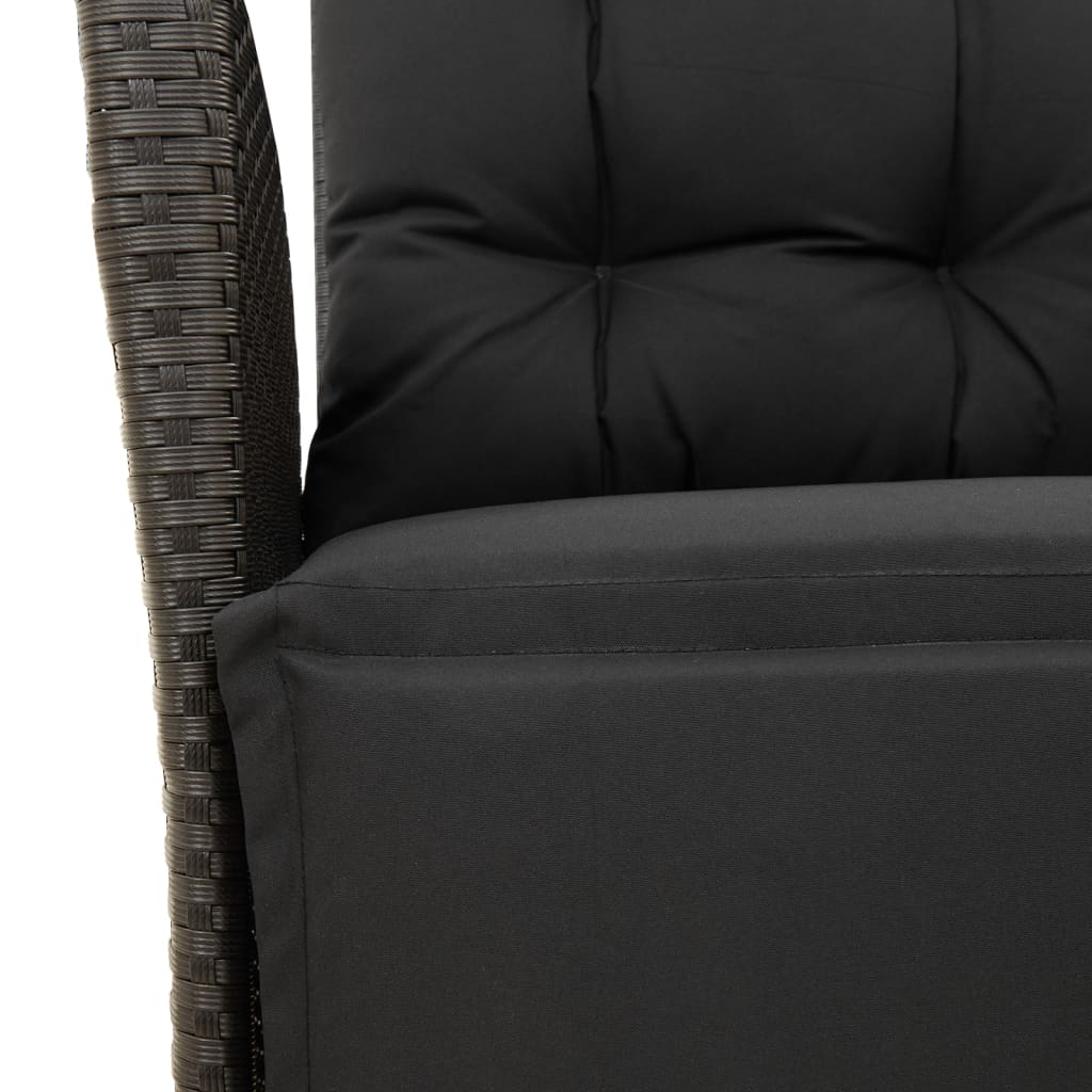 Set da Pranzo da Giardino 3 pz con Cuscini Nero in Polyrattan | homemem39