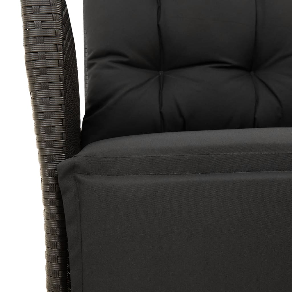Set da Pranzo da Giardino 5 pz Nero con Cuscini in Polyrattan | homemem39