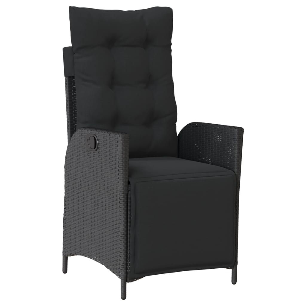 Set da Pranzo da Giardino 4 pz con Cuscini Nero in Polyrattan | homemem39