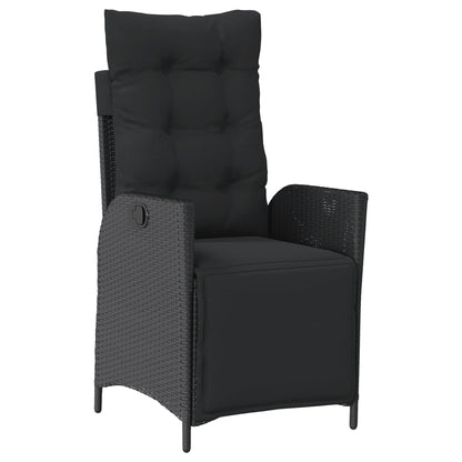 Set da Pranzo da Giardino 4 pz con Cuscini Nero in Polyrattan | homemem39