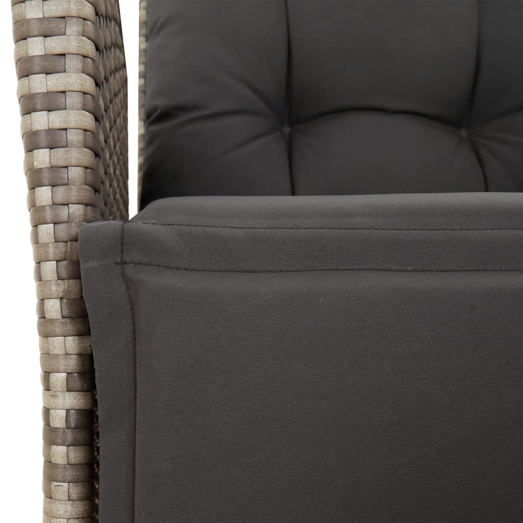 Set da Pranzo da Giardino 3 pz con Cuscini in Polyrattan Grigio | homemem39