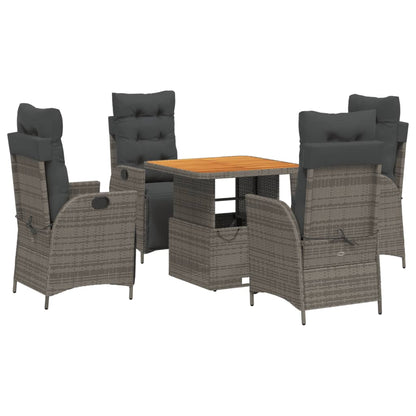 Set da Pranzo da Giardino 5 pz con Cuscini in Polyrattan Grigio | homemem39