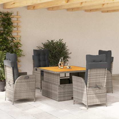 Set da Pranzo da Giardino 5 pz con Cuscini in Polyrattan Grigio - homemem39