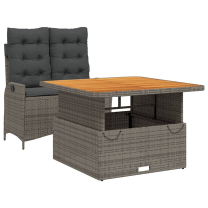 Set da Pranzo da Giardino 2 pz con Cuscini in Polyrattan Grigio | homemem39