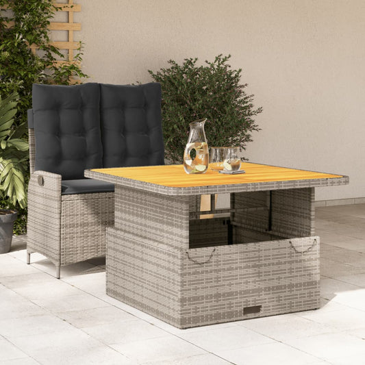 Set da Pranzo da Giardino 2 pz con Cuscini in Polyrattan Grigio - homemem39