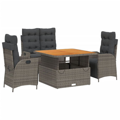 Set da Pranzo da Giardino 4 pz con Cuscini in Polyrattan Grigio | homemem39