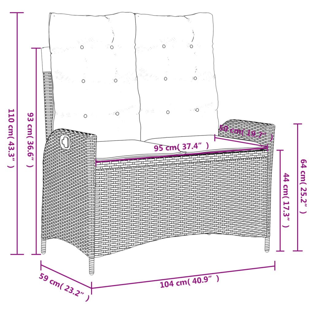 Set da Pranzo da Giardino 4 pz con Cuscini in Polyrattan Grigio | homemem39