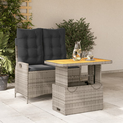 Set da Pranzo da Giardino 2 pz con Cuscini in Polyrattan Grigio | homemem39