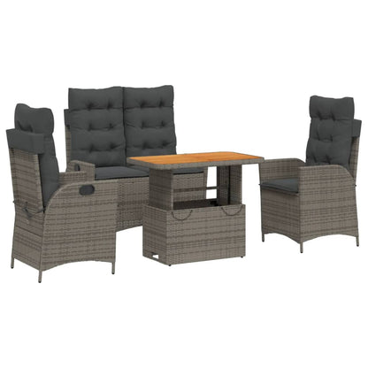 Set da Pranzo da Giardino 4 pz con Cuscini in Polyrattan Grigio - homemem39
