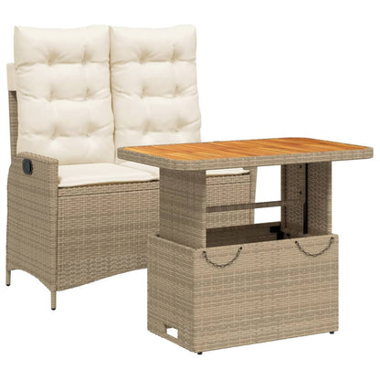 Set da Pranzo da Giardino 2 pz con Cuscini Beige in Polyrattan | homemem39