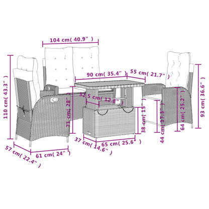 Set da Pranzo da Giardino 4 pz con Cuscini Beige in Polyrattan - homemem39