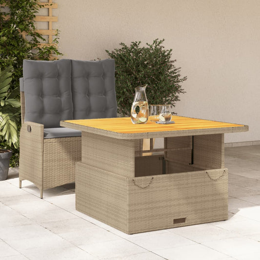 Set da Pranzo da Giardino 2 pz con Cuscini Beige in Polyrattan | homemem39