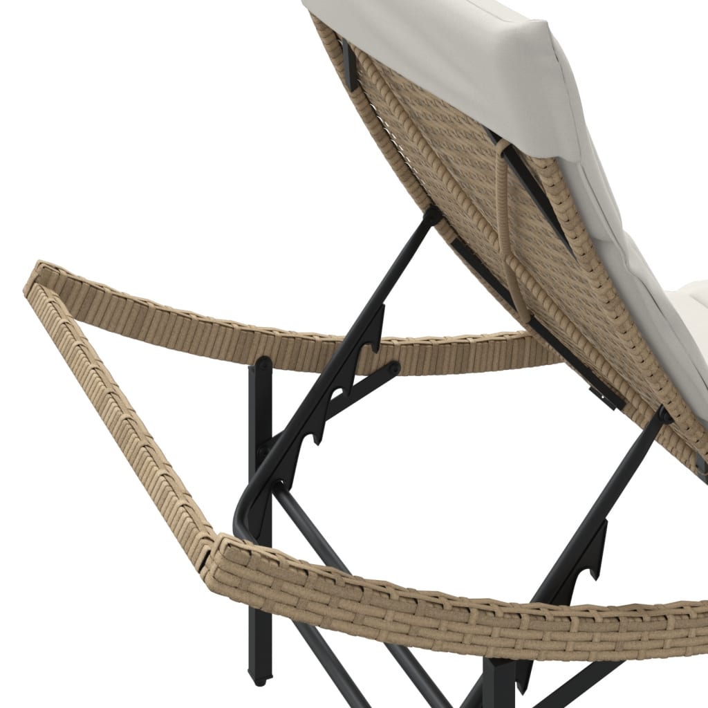 Lettini Prendisole 2 pz con Cuscini Beige in Polyrattan