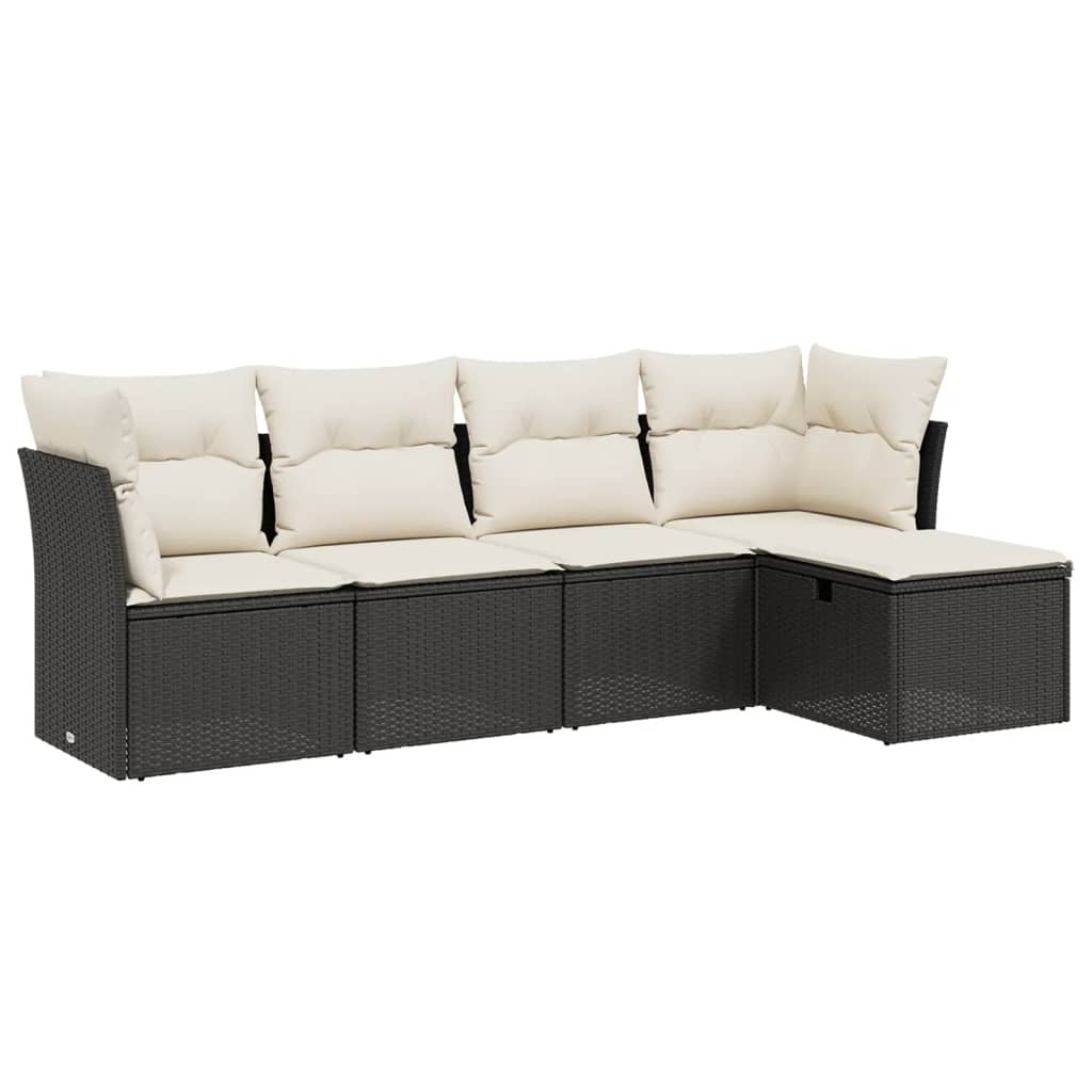 Set Divani da Giardino 5 pz con Cuscini in Polyrattan Nero - homemem39