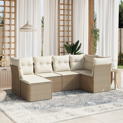 Set Divano da Giardino 6 pz con Cuscini Beige in Polyrattan - homemem39