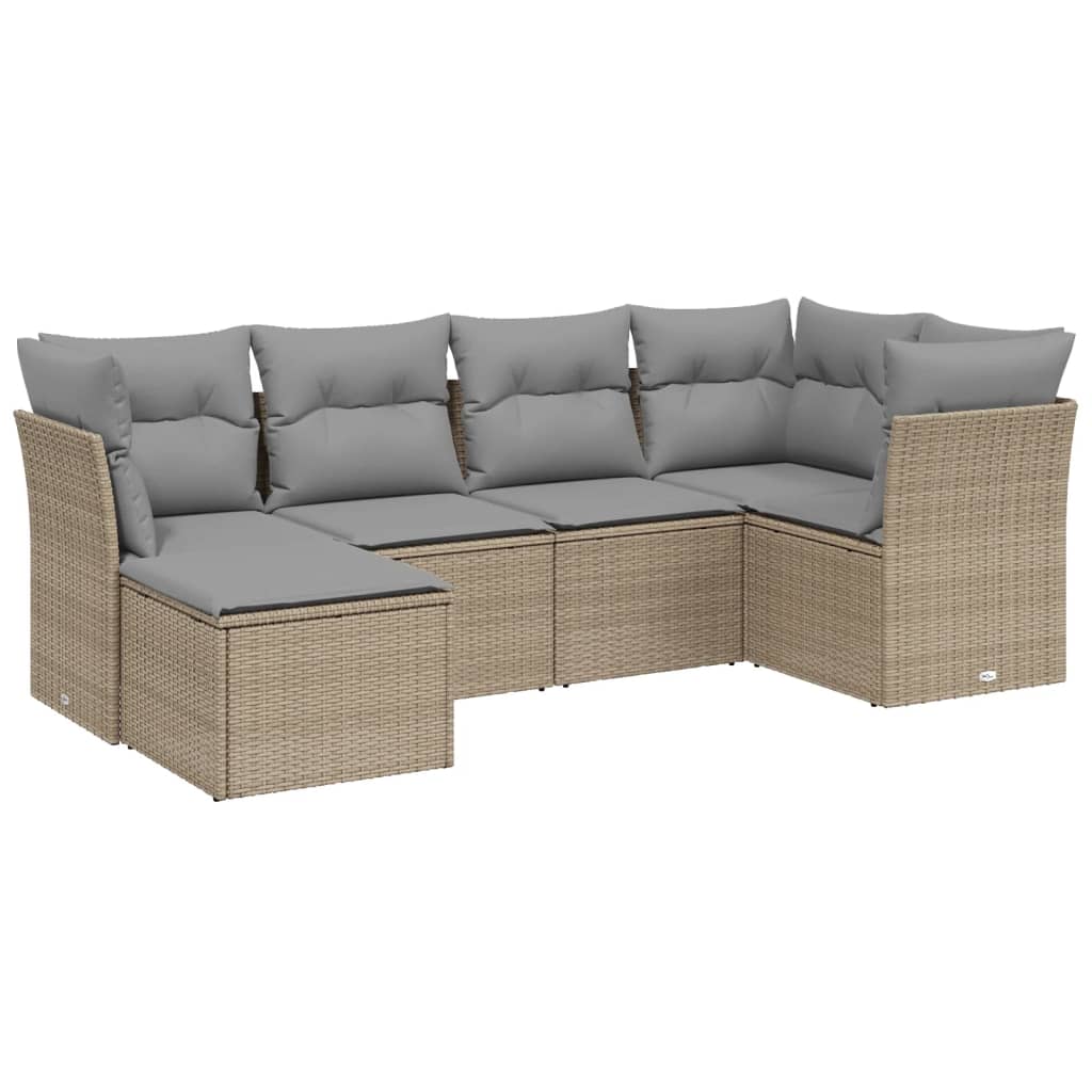 Set Divano da Giardino 6 pz con Cuscini Beige Misto Polyrattan - homemem39