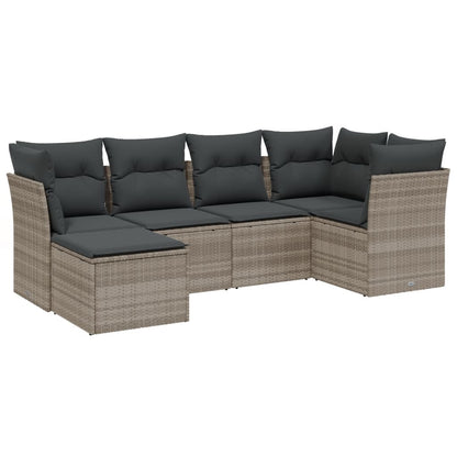 Set Divano da Giardino 6pz con Cuscini Grigio Chiaro Polyrattan | homemem39