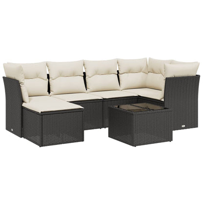 Set Divani da Giardino con Cuscini 7pz Nero Polyrattan - homemem39