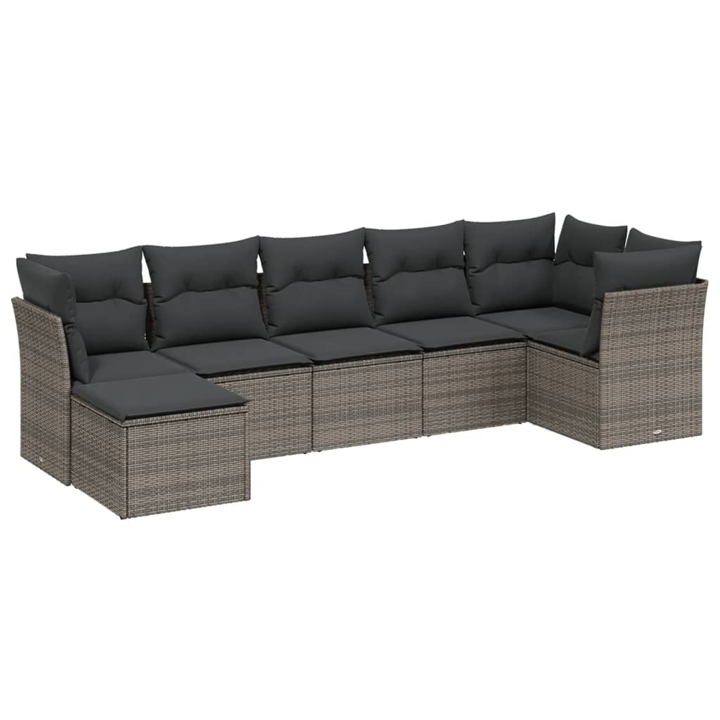 Set Divani da Giardino 7pz con Cuscini Grigio Chiaro Polyrattan - homemem39