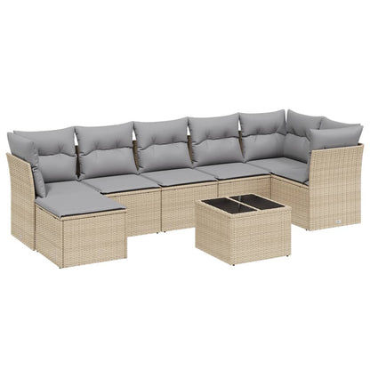 Set Divano da Giardino 8 pz con Cuscini Beige Misto Polyrattan - homemem39