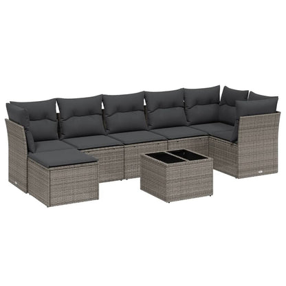 Set Divano da Giardino 8pz con Cuscini Grigio Chiaro Polyrattan | homemem39
