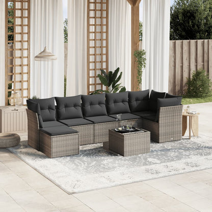 Set Divano da Giardino 8pz con Cuscini Grigio Chiaro Polyrattan | homemem39