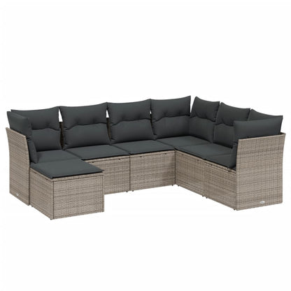 Set Divani da Giardino 7pz con Cuscini Grigio Chiaro Polyrattan - homemem39
