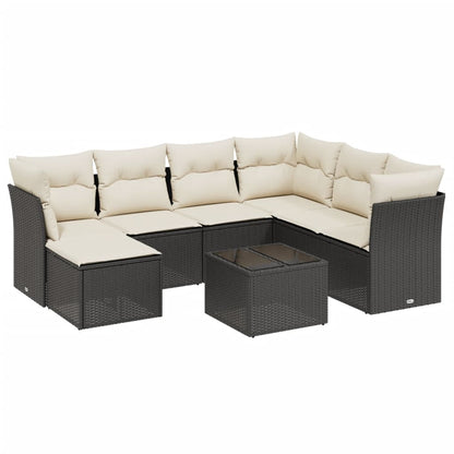 Set Divani da Giardino con Cuscini 8 pz Nero in Polyrattan | homemem39