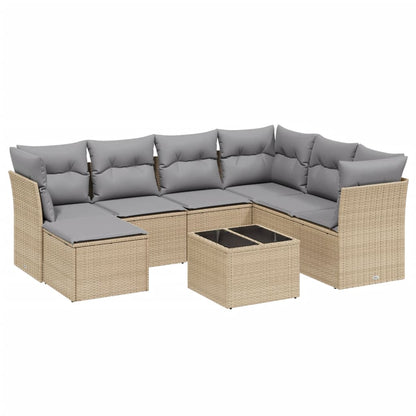 Set Divano da Giardino 8 pz con Cuscini Beige Misto Polyrattan - homemem39